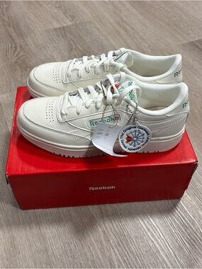 Women Reebok Club C Double Revenge Shoes Sneakers Chalk White Green Sz 9